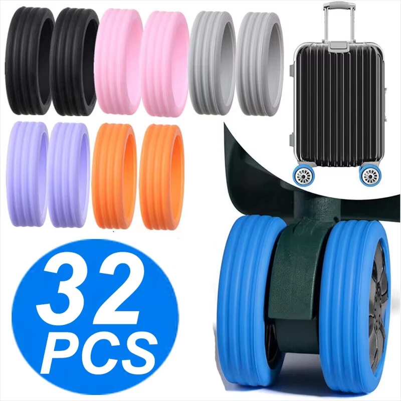 32/8PCS Protezione per ruota in silicone Scomparto per bagagli Ruota Proteggi copertura Trolley Custodia per rotelle silenziosa Accessori per valigie