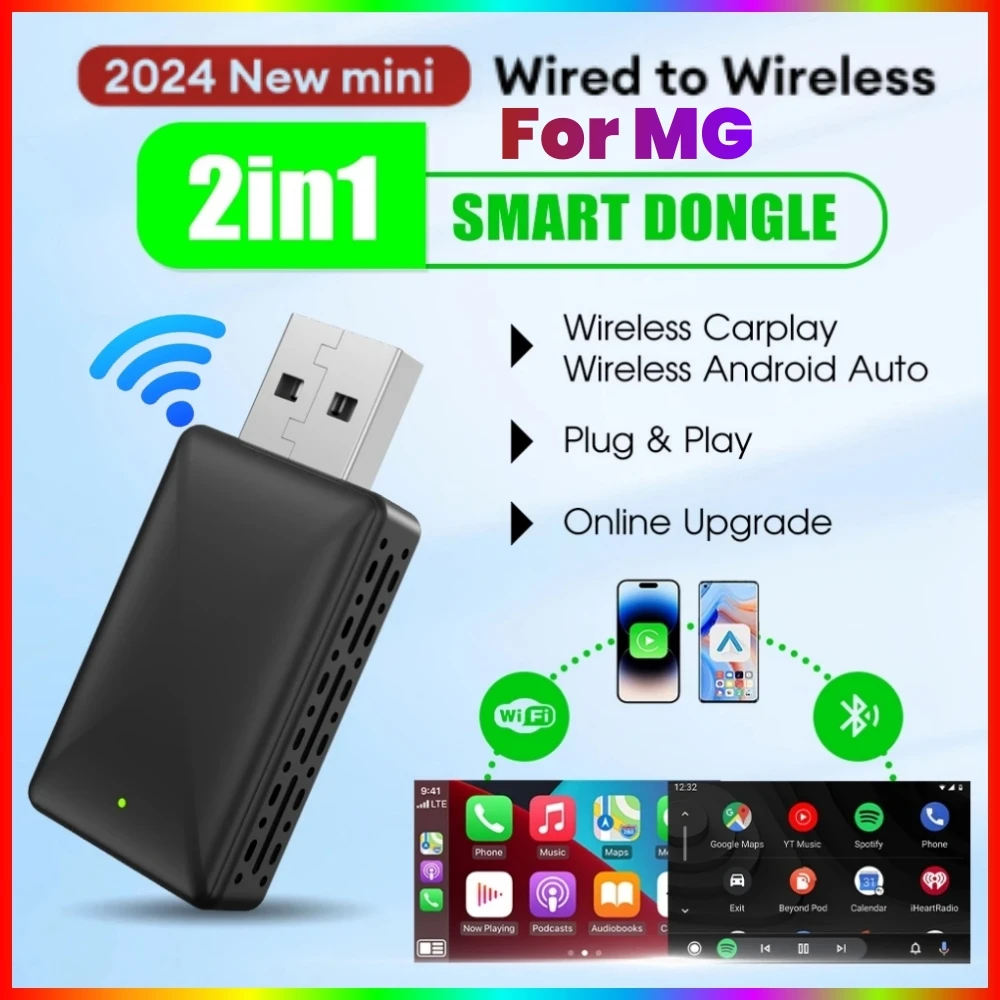 Bezprzewodowy adapter Carplay Android Auto Wireless Smart Dongle 2w1 dla MG ZS EV MULAN MG4 MG5 EHS MARVEL R MAXUS