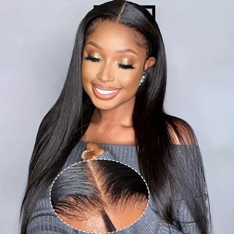 Прямые бесклеевые парики 13x4 Предварительно вырезанный парик из натуральных волос на кружеве Готов к ношению Go 6x4 Парик с кружевной застежкой 8-16 дюймов Бесклеевой парик Боб