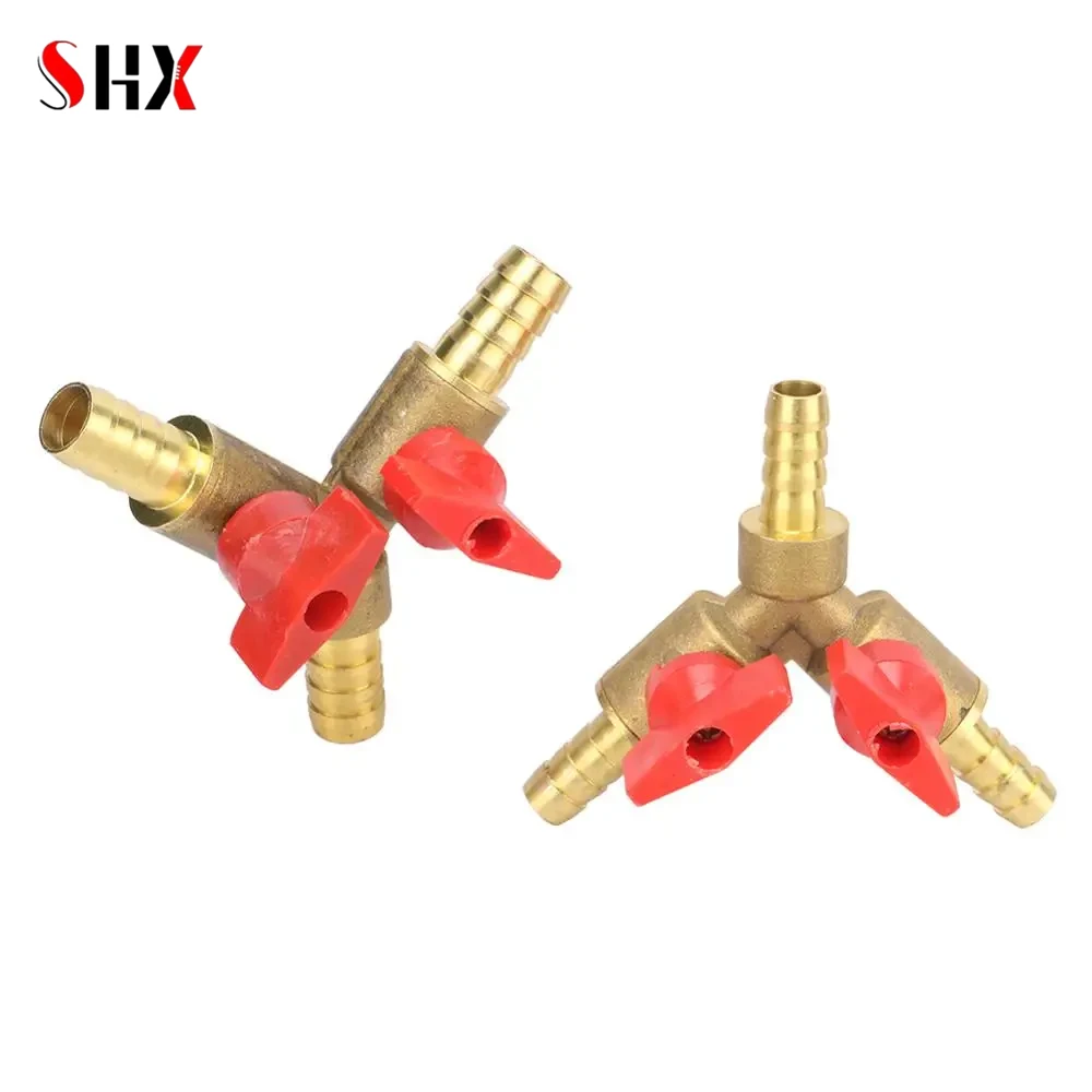 Adaptateur de connecteur de raccord de tuyau pour Valve à bille d'arrêt en laiton, Type Y, trois ou 3 voies, pour carburant, gaz, eau, huile, Air, 6, 8, 10mm
