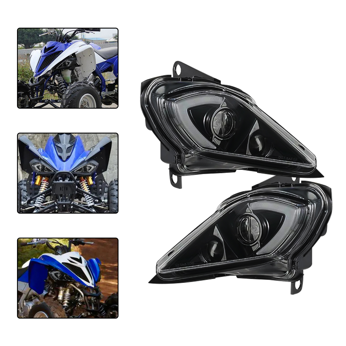คู่ DRL ไฟหน้าสําหรับ Yamaha Raptor 700 700R YFZ450 YFZ450R YFZ450X Wolverine 450 350 H4 ไฟหน้า