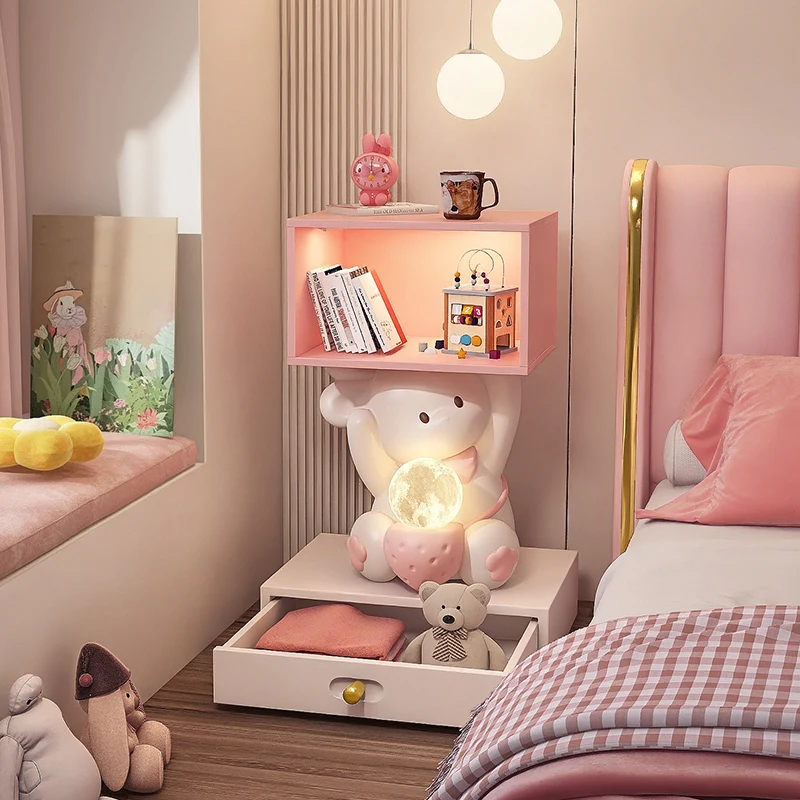 Comodino creativo per bambini Comodino multifunzionale, lampada da scrivania salvaspazio con contenitore, organizer da scaffale moderno