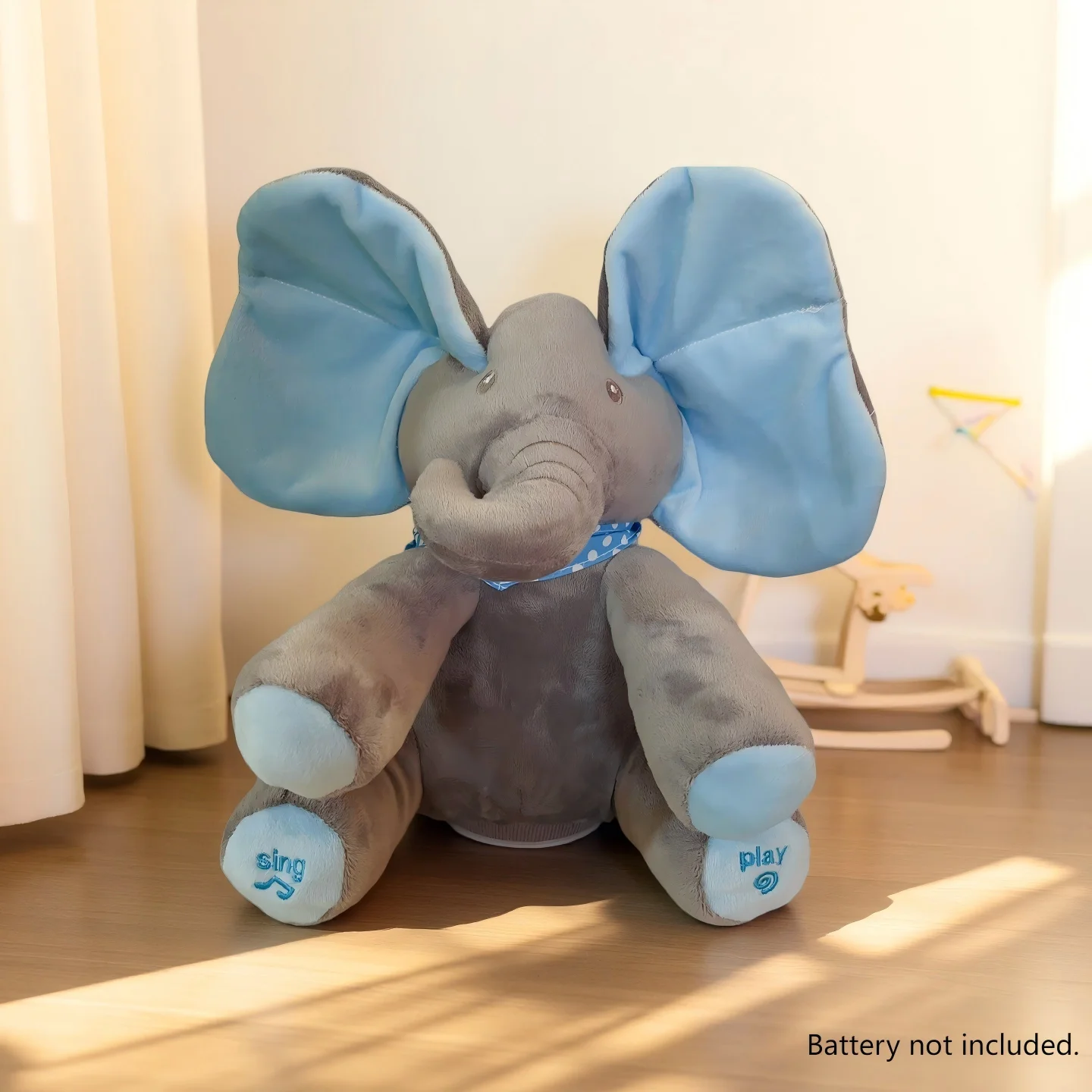 Musical Dancing Elephant Plush - Singing Peekaboo Toy with Moving Ears, Soft Cuddly Gift for Birthday