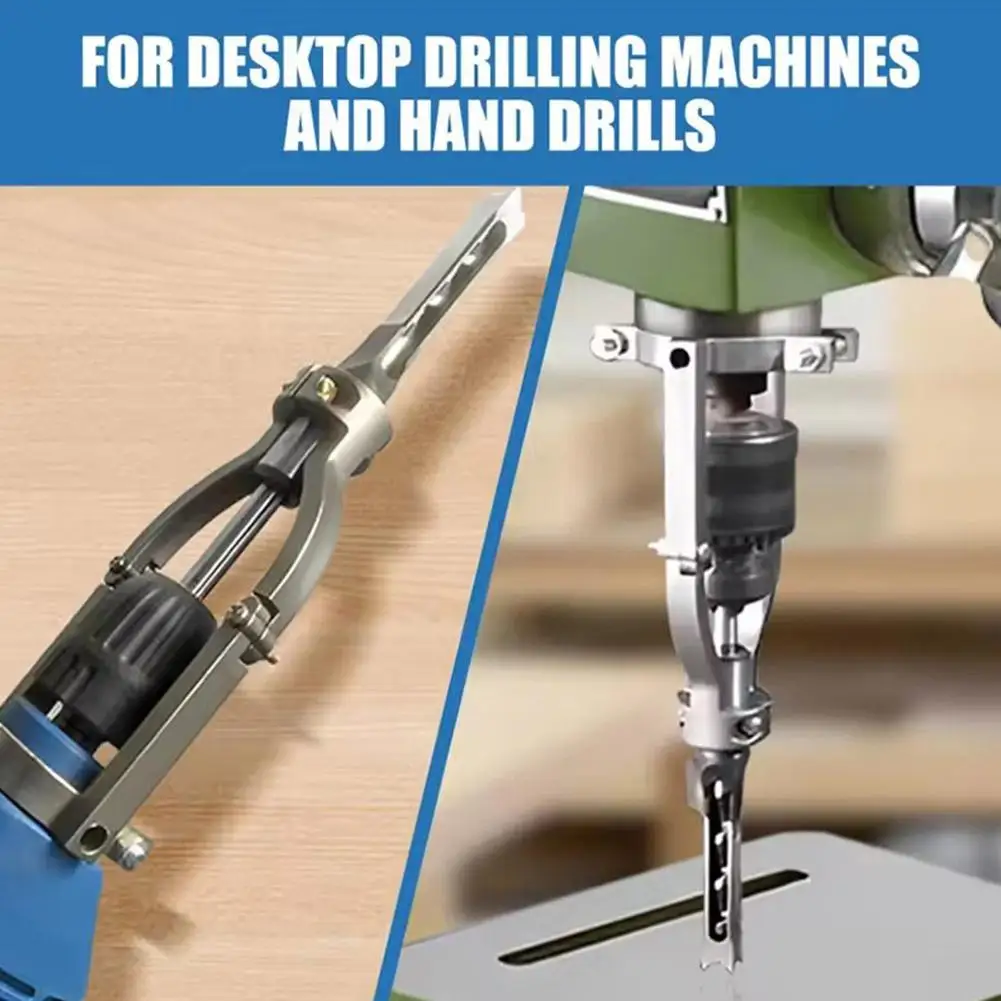 Square Hole Drill Fixing Bracket Mortise And Tenon Bit Bracket Clamp Adjustable From 1.5-2.2inch Drill Install Fixing Bracket