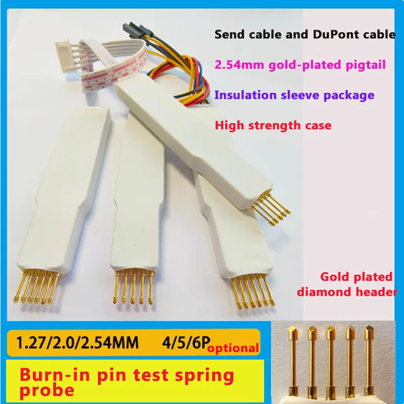 Pin de prueba de encendida Sonda de pasador de resorte Microcontrolador ARM STC STM32 Burn-in 2,54/2,0/1,27 mm