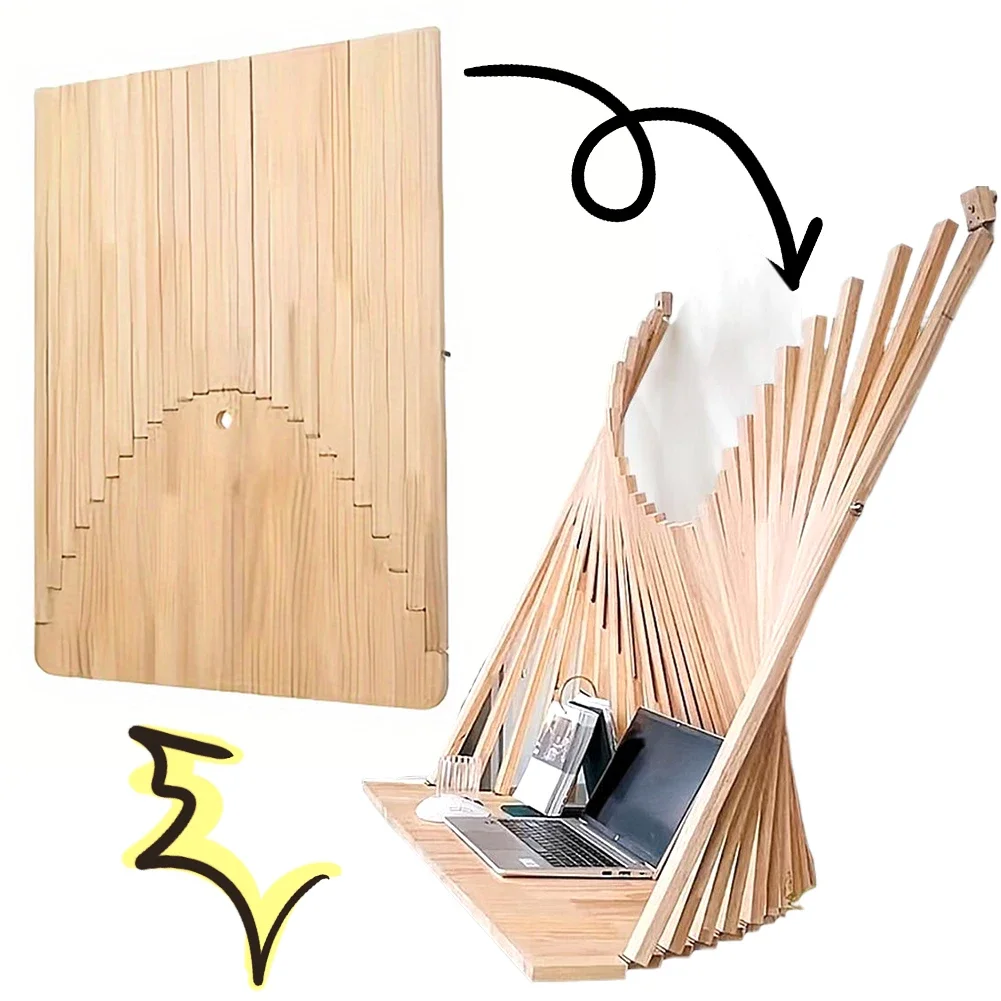Folding Desk Wall Mounted Foldable Wall Table Fashionable Creative Hanging Wall Folding Table Solid Wood Computer Folding Table