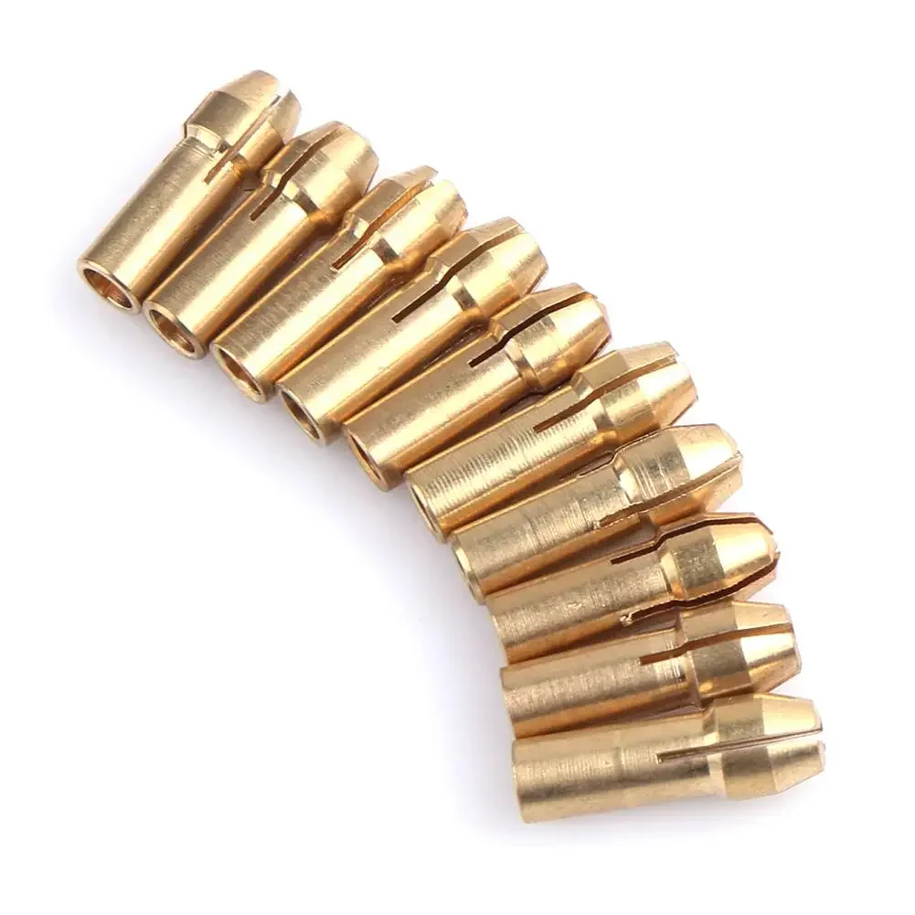 10 Teile/satz Bohrfutter Adapter 0,5mm-3,2mm Mini Bohrfutter Für Dremel Chuck Adapter Micro Collet Messing für Power Dreh Werkzeug