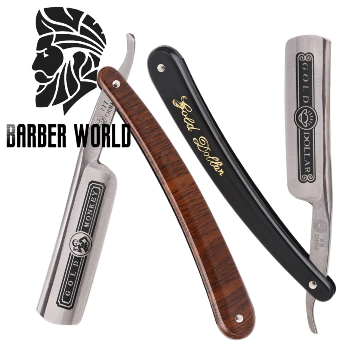 Professional Men's Manual Straight Shaver Gold Dollars Classic Sharp Razor Barber Facial Epilator Stainless Steel Folding Shaver