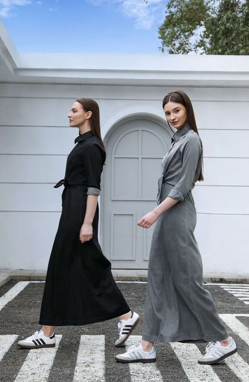 AP SS25 Women Lightweight Denim Wrap Blouse & Slip Dress