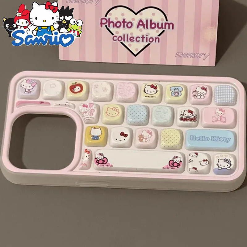 Sanrio Hello Kitty Ins, милый чехол для мобильного телефона с клавиатурой, подходит для iPhone 15 Apple16, чехол для телефона 14 13 12 11 X 8 7 Pro Max Plus