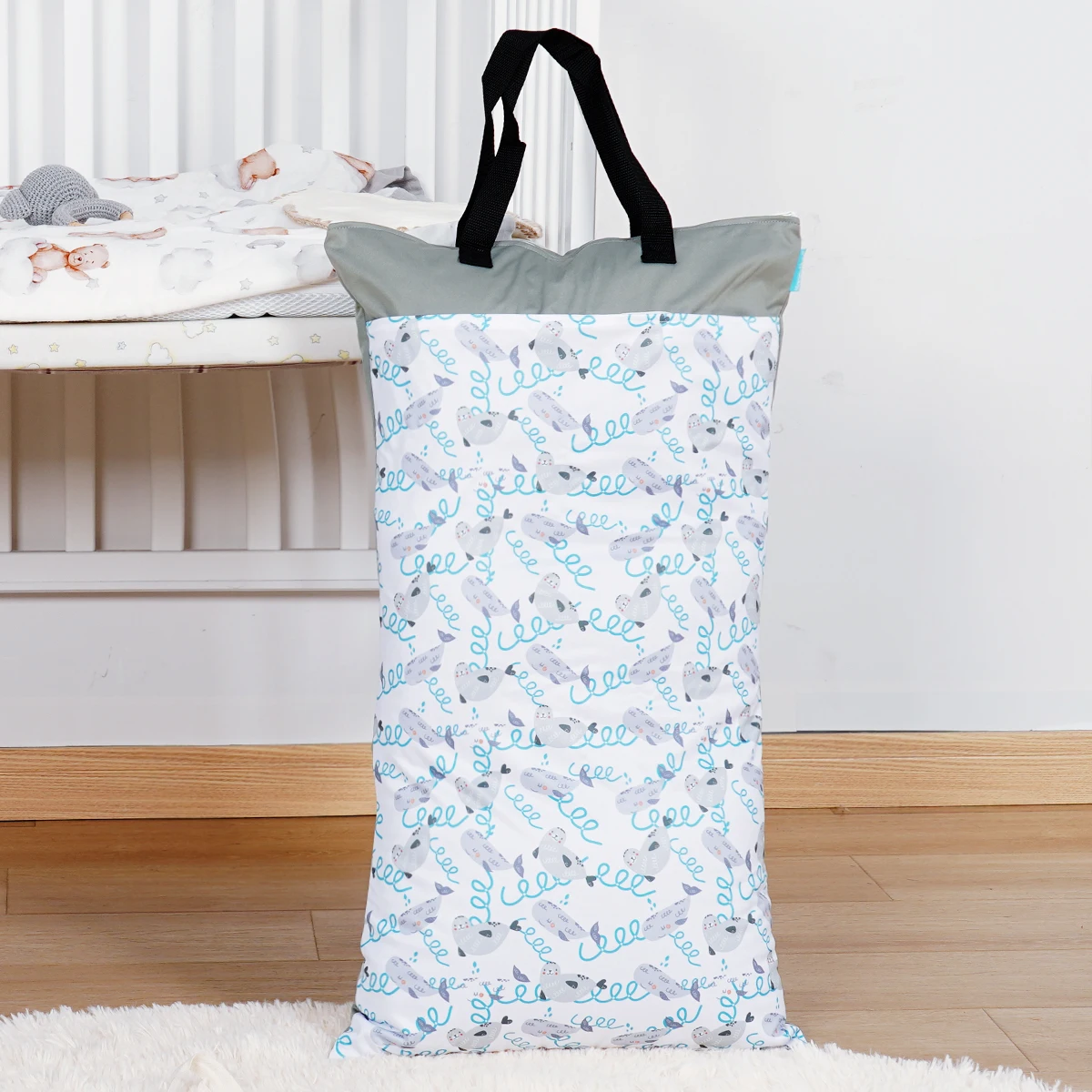 Bolsa de fraldas de pano seco e molhado reutilizável Happyflute com bolsos duplos com zíper 40 * 70 cm