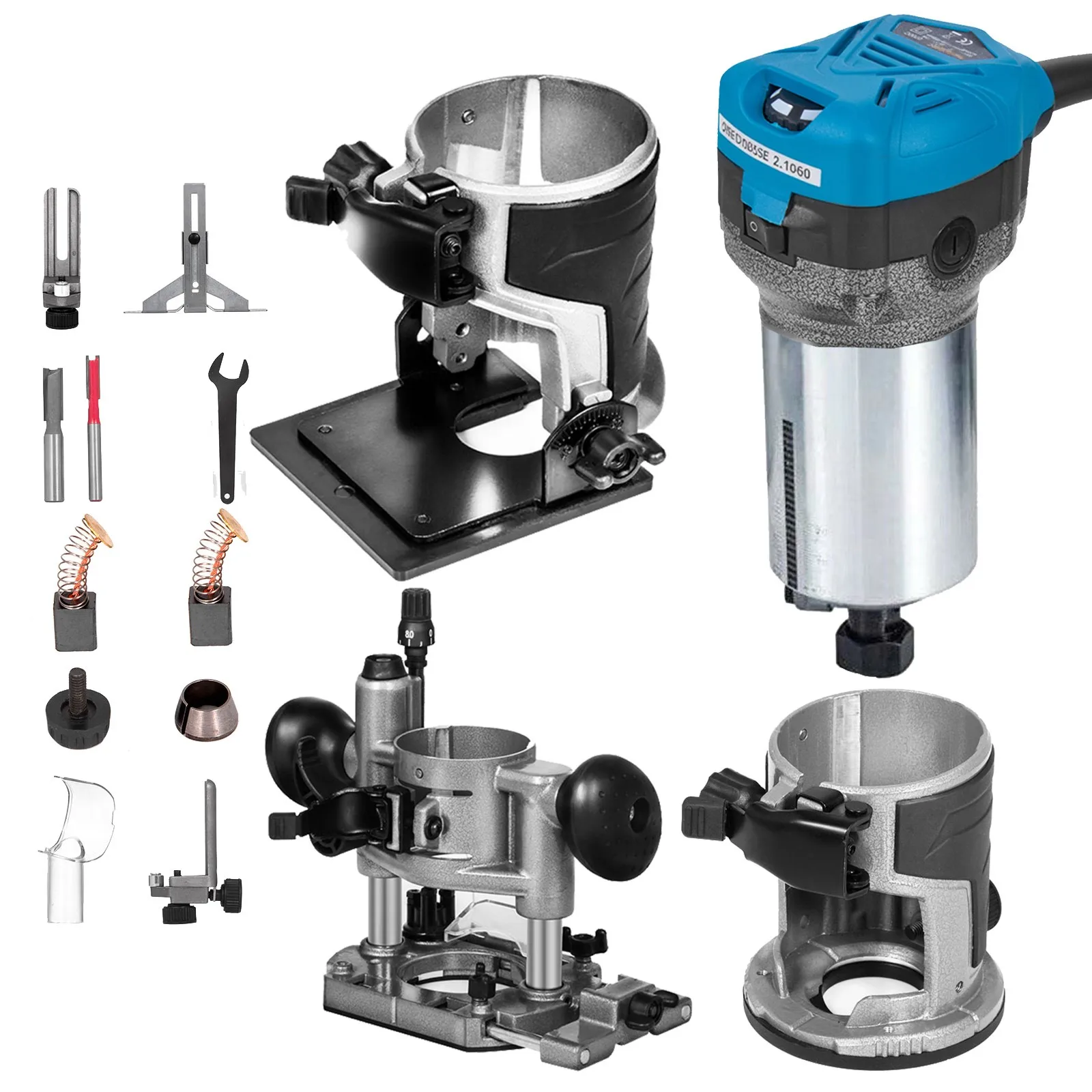 VEVOR Fresadora de superficie 710 W 50 Hz Fresadoras Madera Enrutador Velocidad Variable de 30,000 RPM Fresadora de Madera Rebajadora Eléctrica Suave para Láminas de Plástico, Chapas de Madera