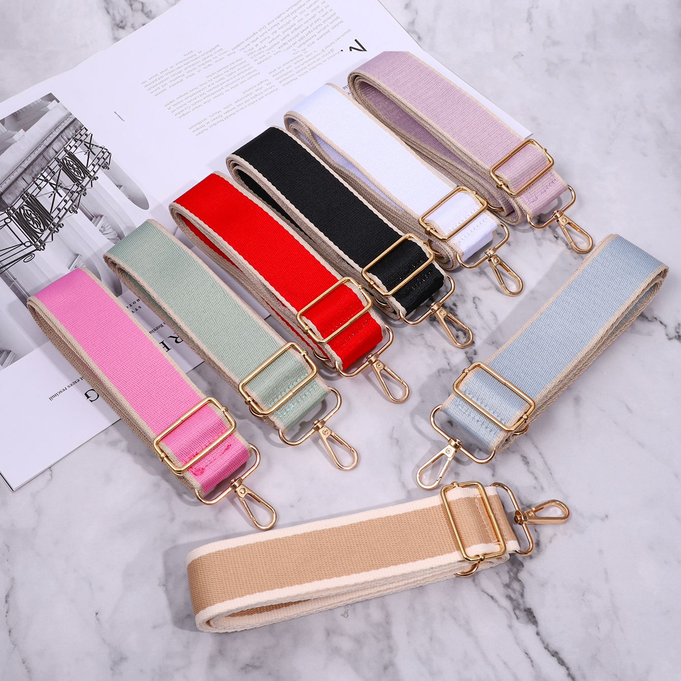 Bolso de hombro individual reemplazable con correa de hombro versátil de Color sólido de 3,8 cm con accesorios de equipaje ajustables multifuncionales