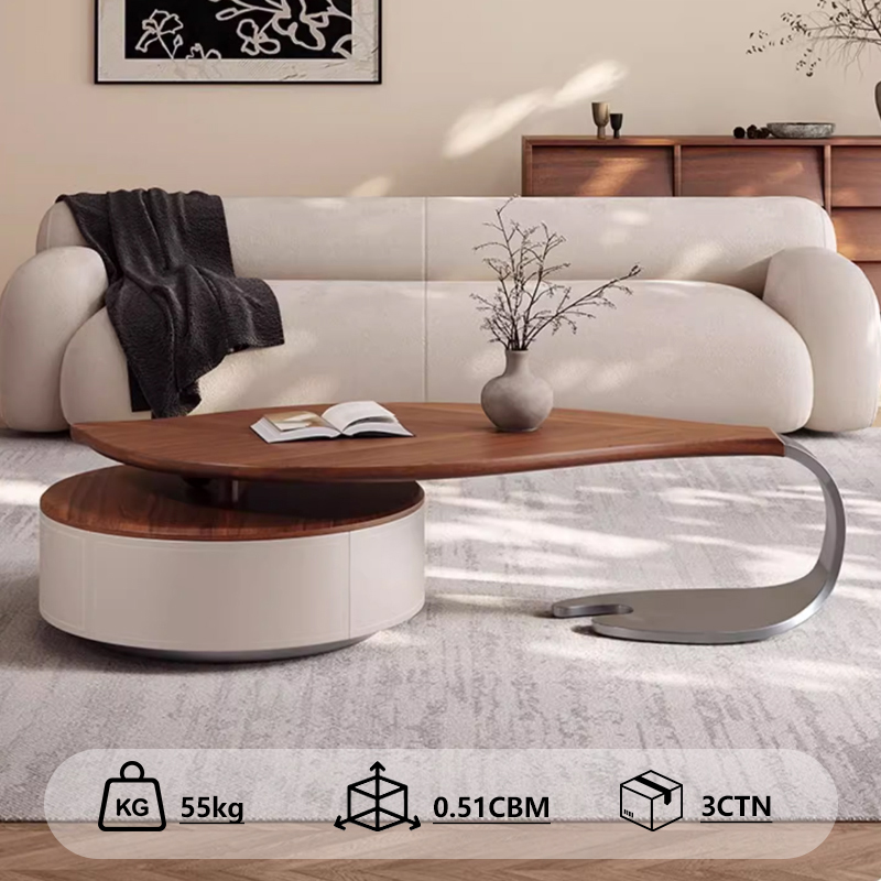 Table basse en placage de noyer en forme de feuille moderne personnalisée, lumière de luxe pour salon, maison, nouveau design créatif, forme spéciale