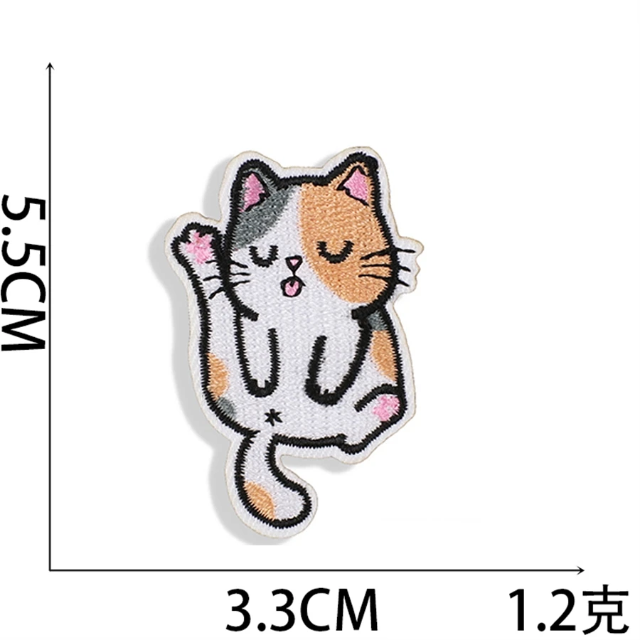 衣類パッチの刺embroidered鉄、ポケット猫服ステッカー、布縫製、熱接着剤アップリケ、可融性