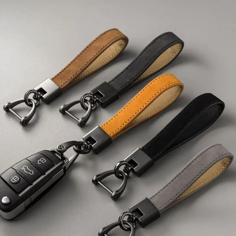 LLavero de coche llavero de cuero genuino de lujo hebilla de Color puro llavero de coche accesorios de coche llavero de coche de regalo
