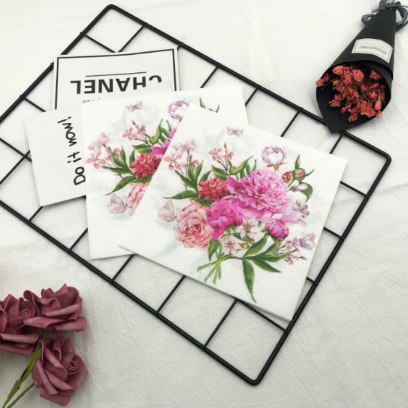 Красочные квадратные бумажные салфетки с принтом, салфетки для ресторана, цветочные салфетки для лица, для отеля, свадебного стола, целлюлозная бумага