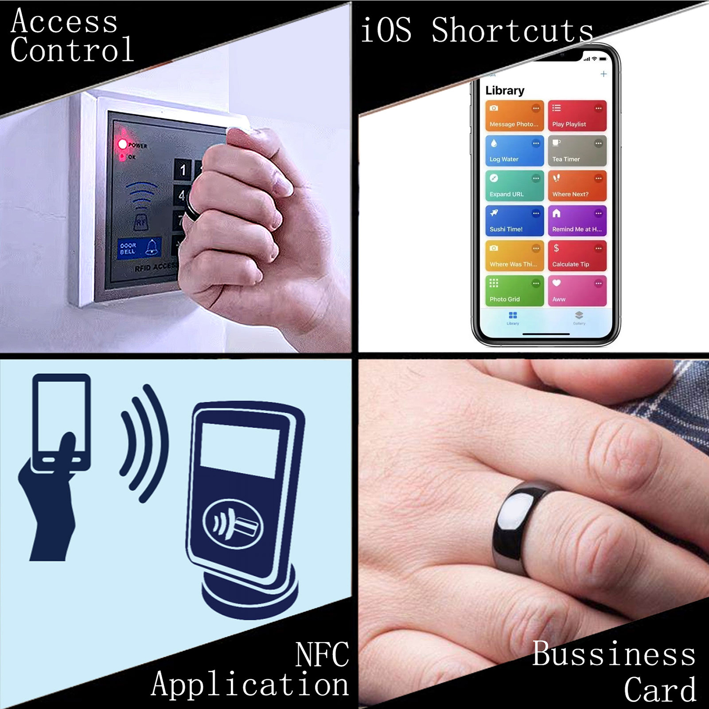 Полностью керамическое интеллектуальное кольцо Ntag215 NFC, совместимое с телефонами и устройствами с поддержкой NFC, программируемыми 504 байтами для бизнес-меток