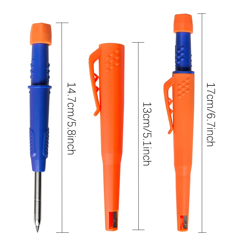 5 Colors Woodworking Automatic Pencils 2.8mm Deep Hole Marker Pencil Comes with A Sharpener for Scribing Marking Tools