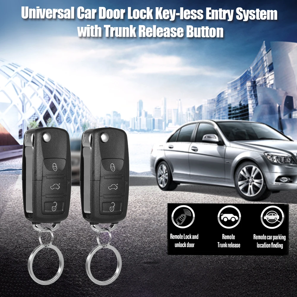 Fechadura universal para porta de carro, sistema de entrada sem chave, kit de travamento central com controle remoto, acessórios para carro