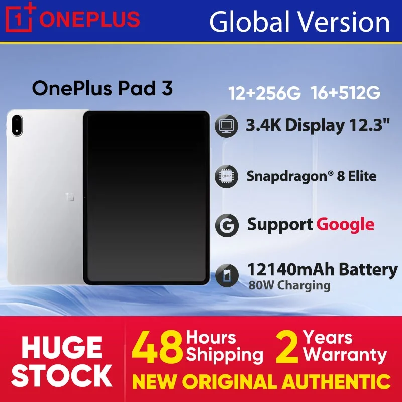 【OnePlus】Versión global OnePlus Pad 3 Snapdragon 8 Elite 13,2 pulgadas 144 Hz 3.4 K Pantalla 12140 mAh Batería Cámara trasera de 13 MP