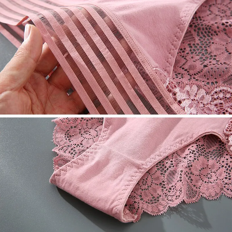 3 ชิ้นกางเกงลูกไม้เซ็กซี่ผู้หญิงกางเกงสีทึบกางเกง Breathable Intimates กางเกงหญิงชุดชั้นในชุดชั้นใน