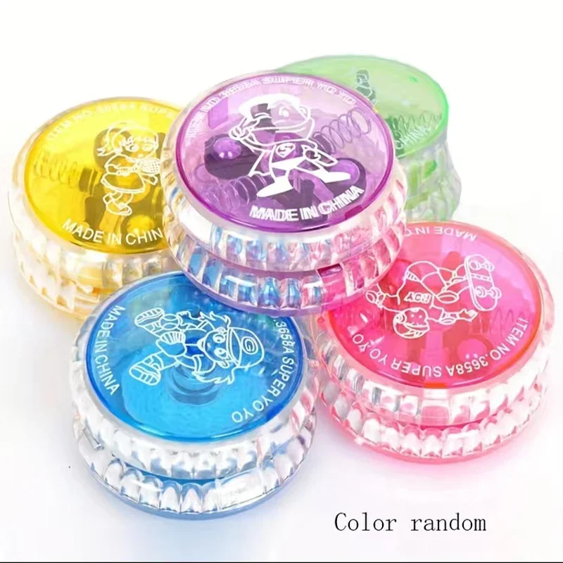 Luminous Pull Line Yoyo Ball para crianças, acender, diversão, iluminar, brincadeiras infantis, brinquedos infantis, cor aleatória, 3 peças