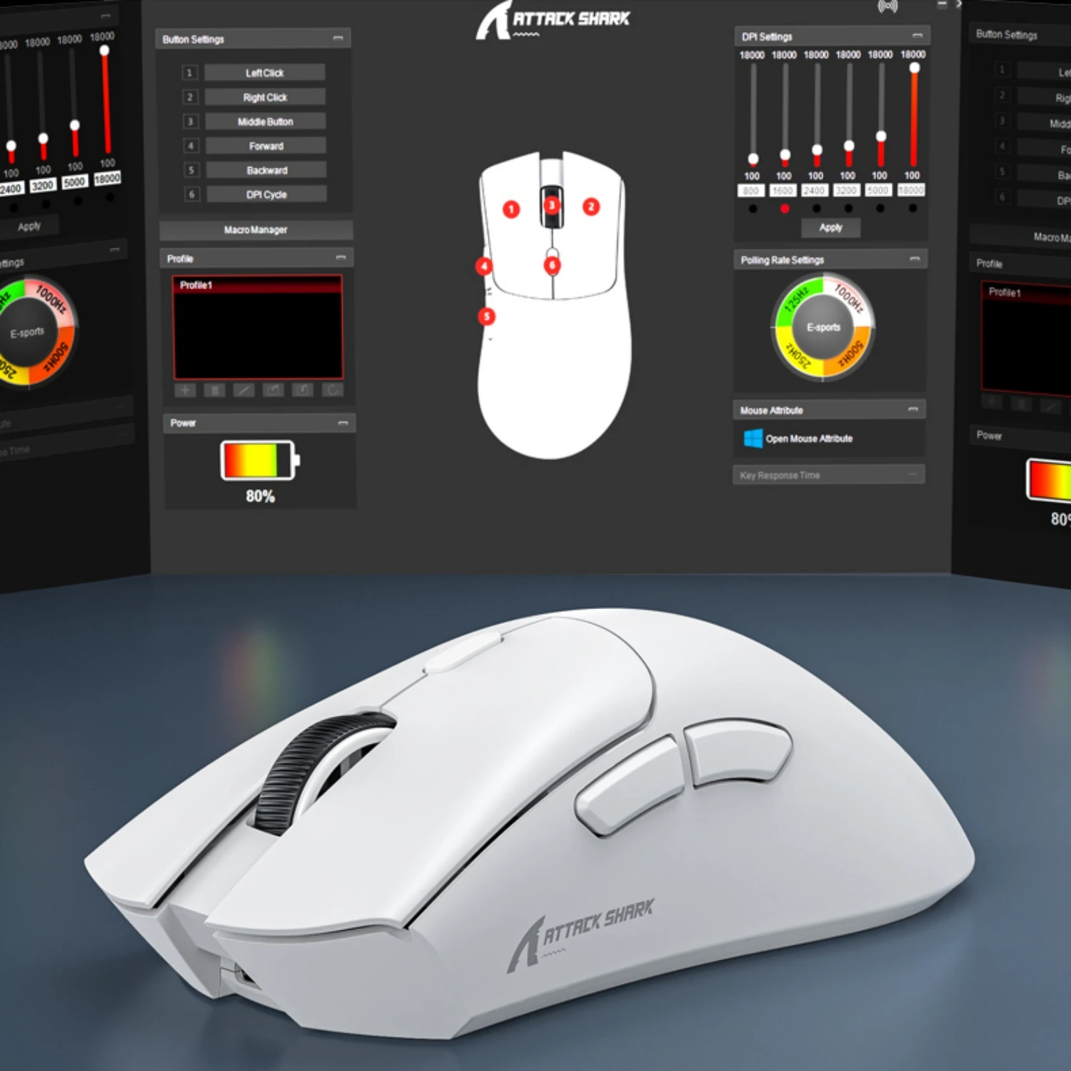 R1 Attack Shark Kabellose Maus, Bluetooth-Gaming-Maus, PAW3311-Sensor, 1000 Hz Rücklaufrate, Tri-Mode, ergonomisch, wiederaufladbar