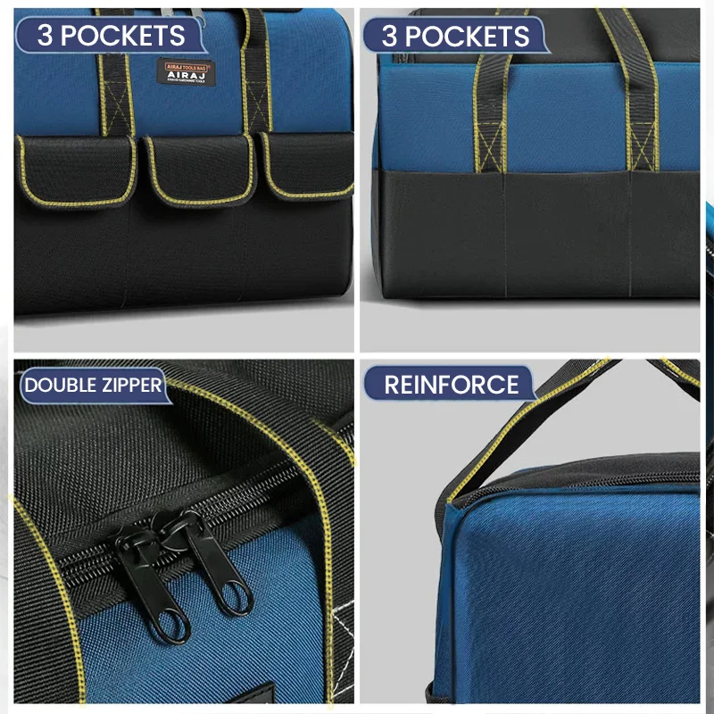 Bolsa de herramientas multifunción AIRAJ, 30% de capacidad, tela Oxford, kits de herramientas para electricista, bolsa múltiple, bolsa con asa para hombre, bolsas organizadoras de herramientas