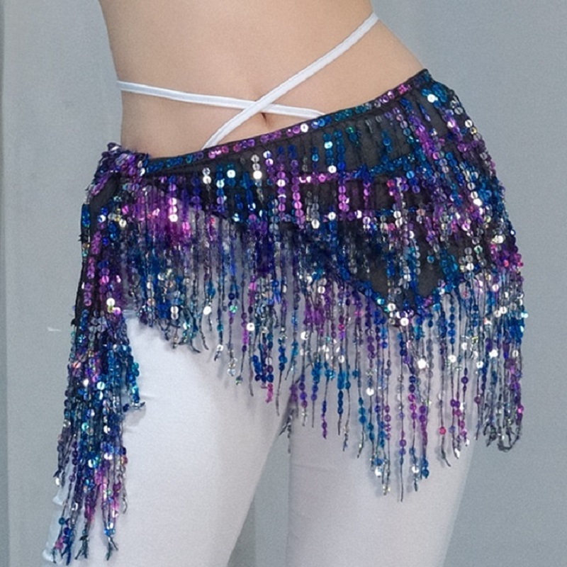 Cheap Belly Dance Belt Shimmy Tassel Hip Wraps Jazziness Dance Hip Scarf Sequins Fringes Belt Sparkly