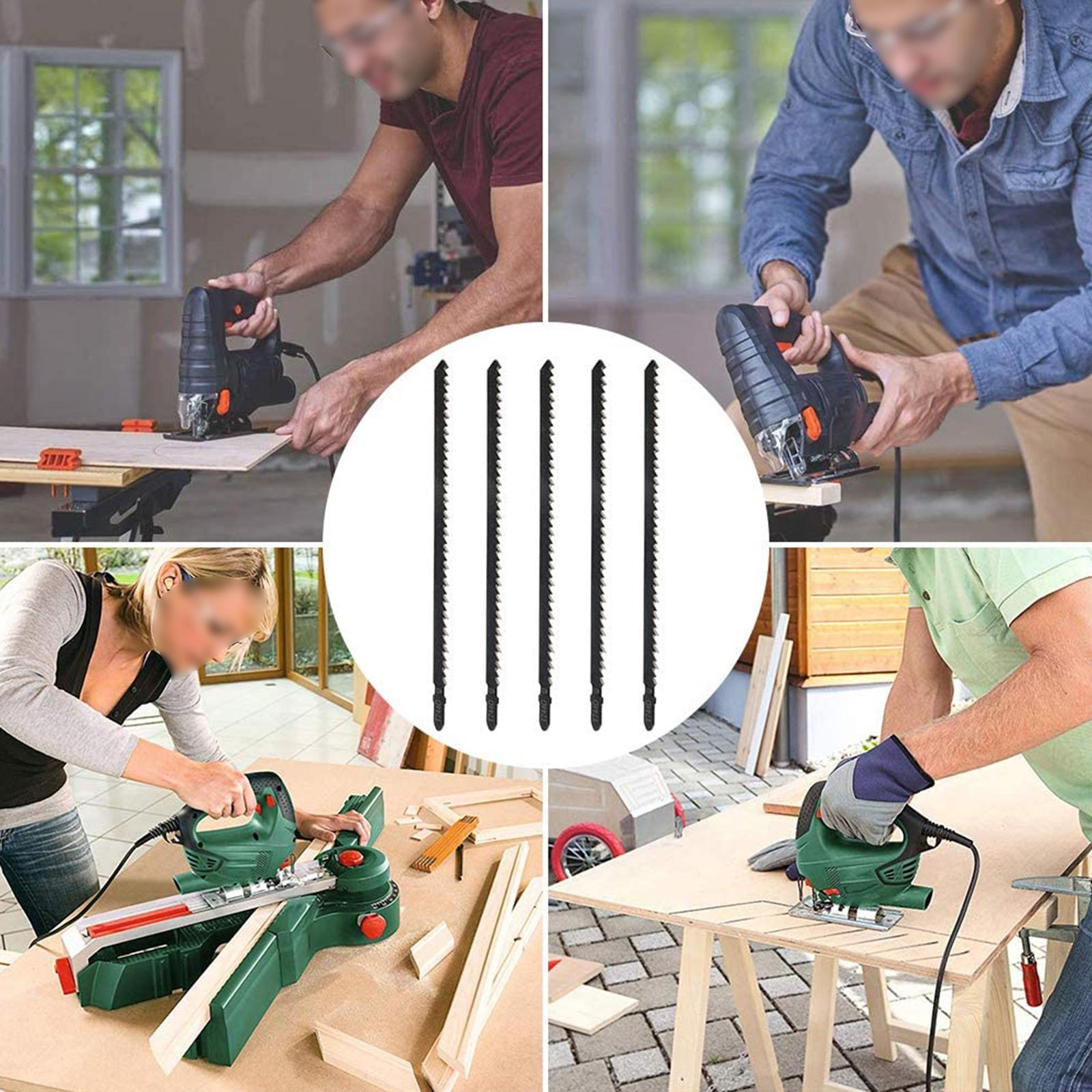 5 Chiếc T744D Chuyên NghiệP Bộ Ghép Hình Bộ Lưỡi Dài 180Mm Jig Lưỡi Cưa Lọng Cho Gỗ Kim Loại Cắt Thẳng T-lắc Chân Jig Lưỡi Cưa