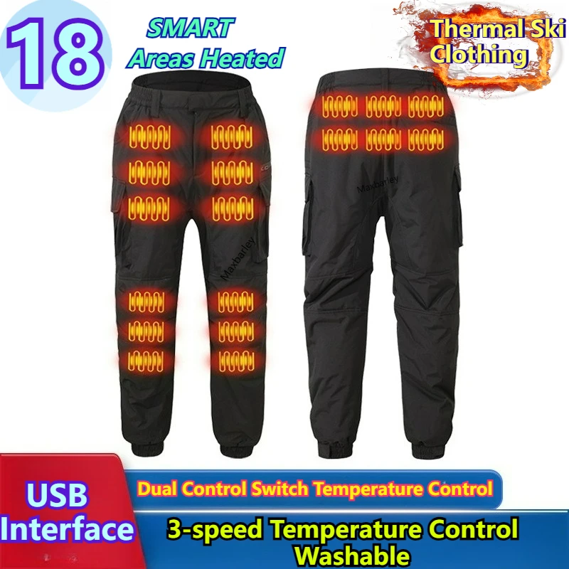 18 Area beheizte Cargohose Herren -30 °   Ski Warme Hosen USB Intelligente Infrarot Temperatur Control Schnee Anzug Winter Heizung Jacke