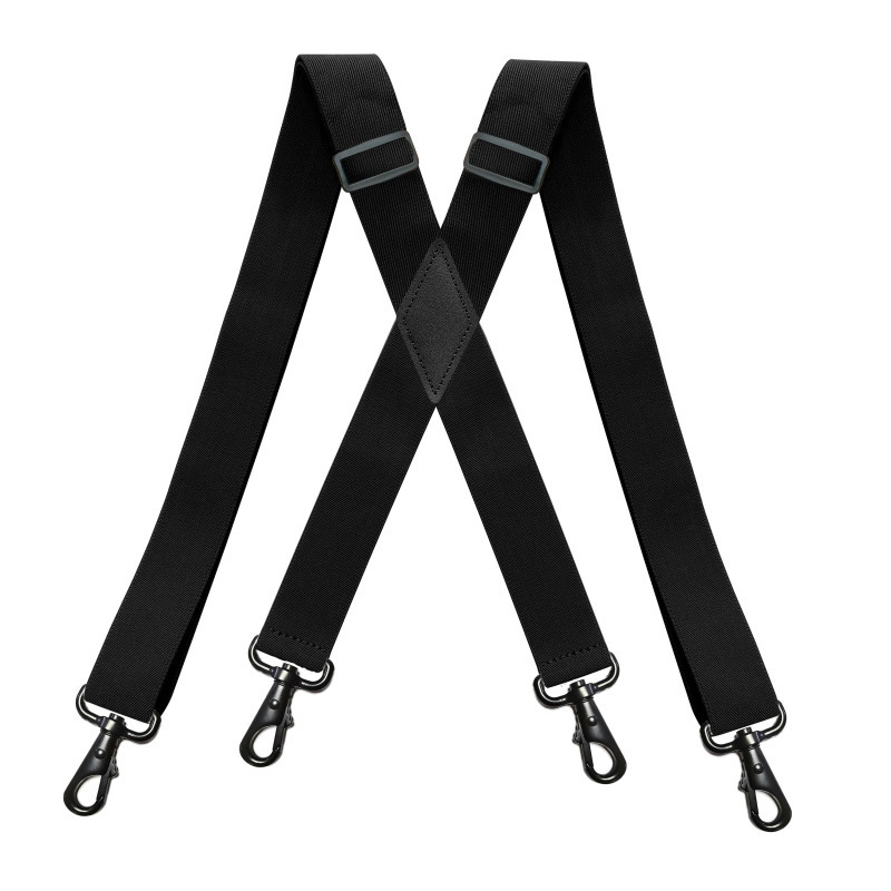 Zware grote hoge bretels met 4 karabijnhaken 3,5 * 120 cm voor mannen werken verstelbare elastische broekbrace riem riem effen zwart