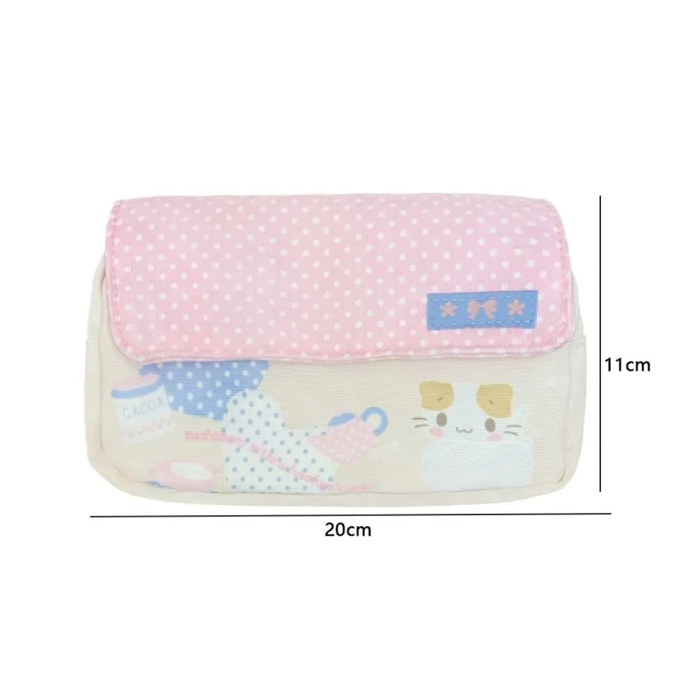 High Quality Cat Cartoon Print Pen Bag Large Capacity Multifunctional Stationery Bag Pencil Case Students