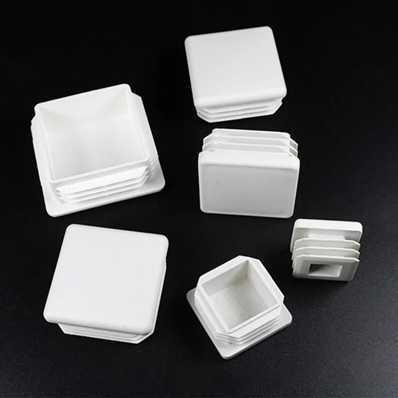 10Pcs White Rectangle Plastic Pipe Plug Blanking End cap 30x30mm square tube plug anti-slip table chair foot cover Home Decor