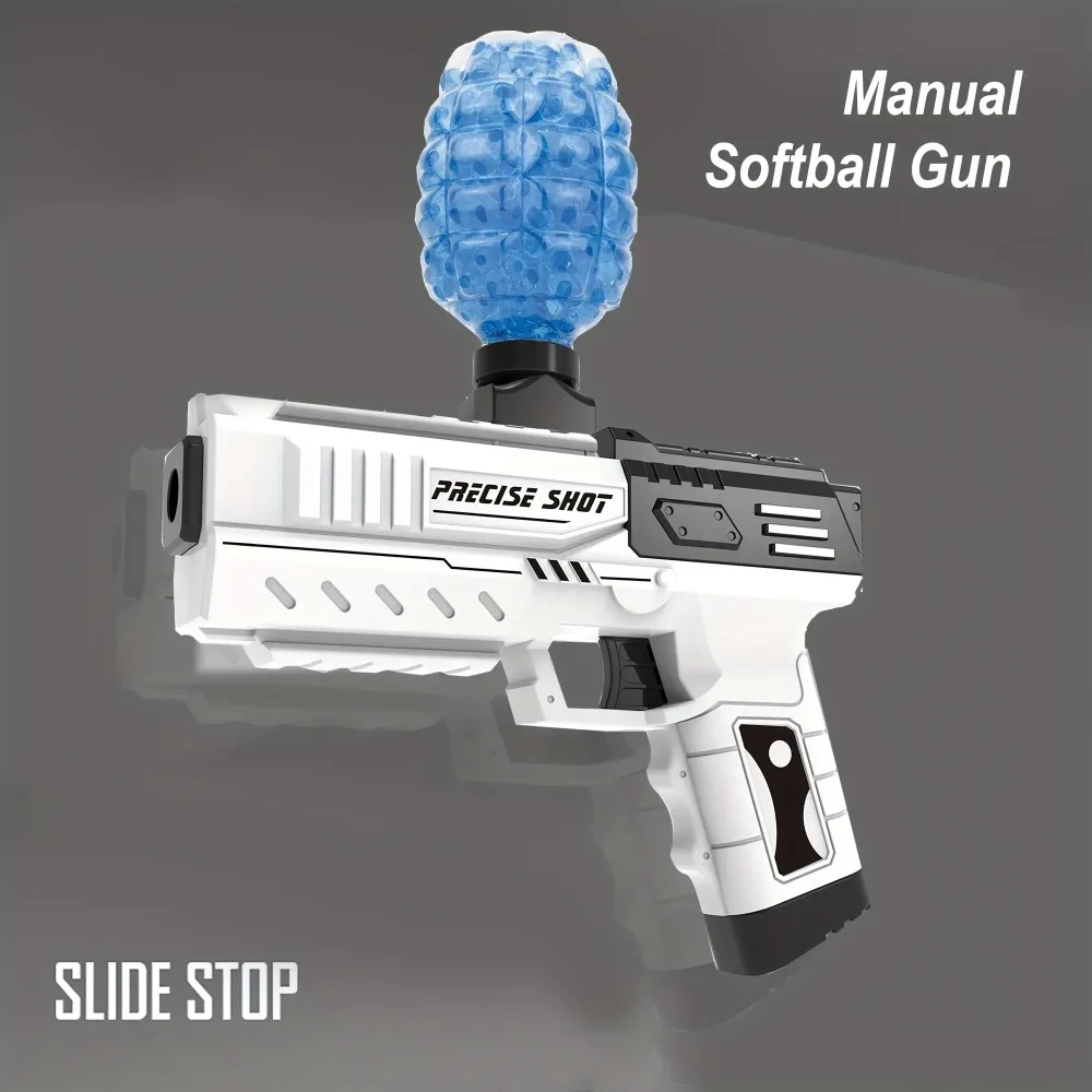 Blaster de bola de gel manual, pistola de juguete de blasters de espuma de bala suave, regalo genial de pistola Splat (blanco y negro)