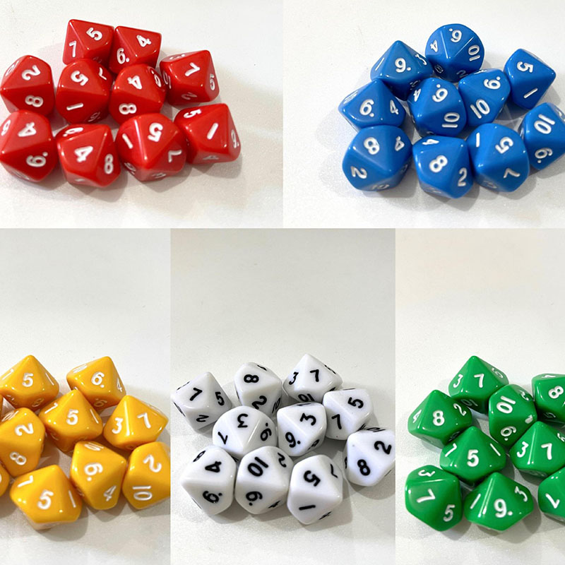 10 unids/set dados digitales de 10 caras 1-10 divertido juego de rompecabezas Color aleatorio