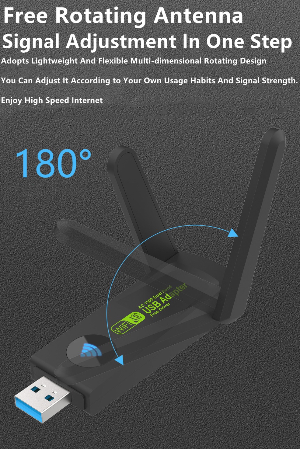 2,4 GHz + 5 GHz Dual Band USB Wifi Adapter 1300 Mbit/s Drahtlose Netzwerkkarte Mit Antenne Wireless USB WiFi Adapter Dongle Netzwerkkarte