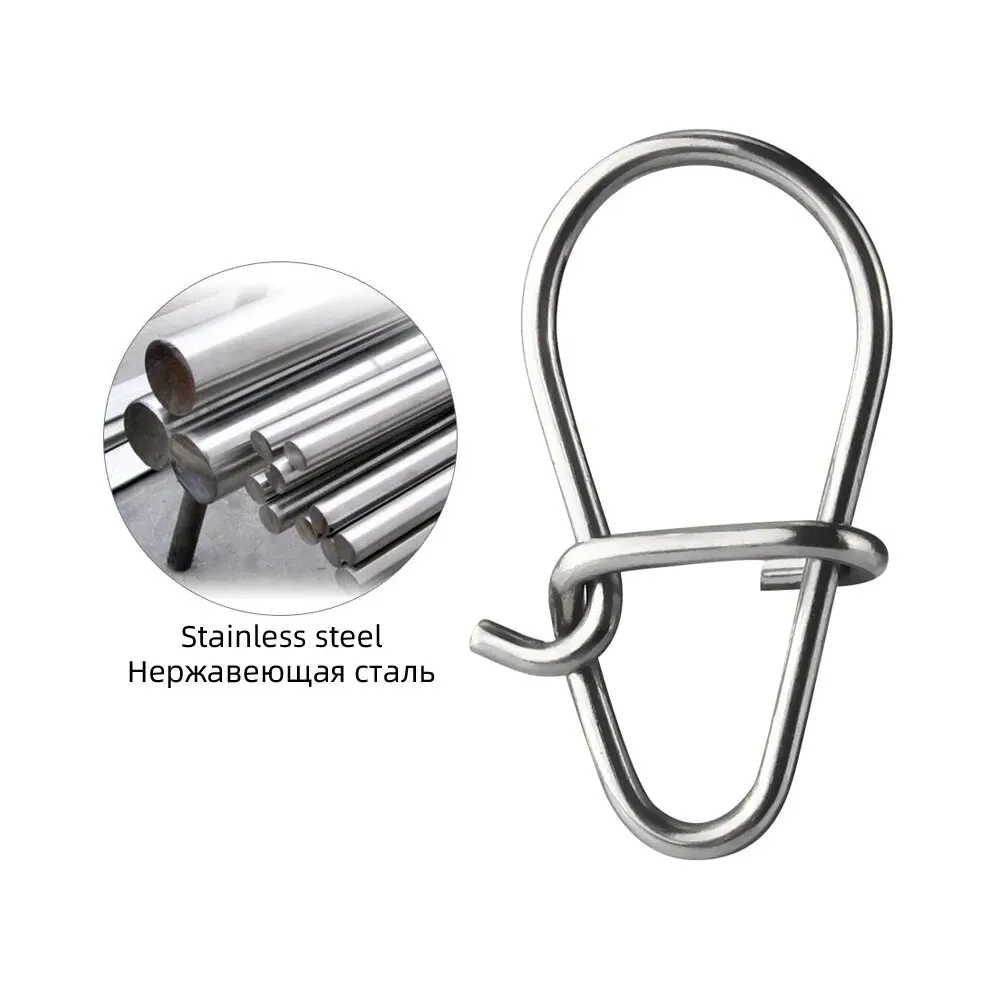 100PCS zucca in acciaio inossidabile Snap Safety Fast Clip Lock Pin Strong Pull Fish Hook Lure Connector accessori per la pesca