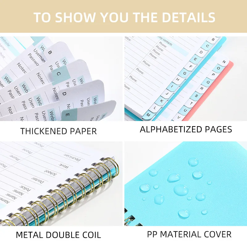 Password Book Notebook A6 With Alphabetical Tabs Notepad Office Supplies Stationery Diary School Supplies Gift Writing Pads