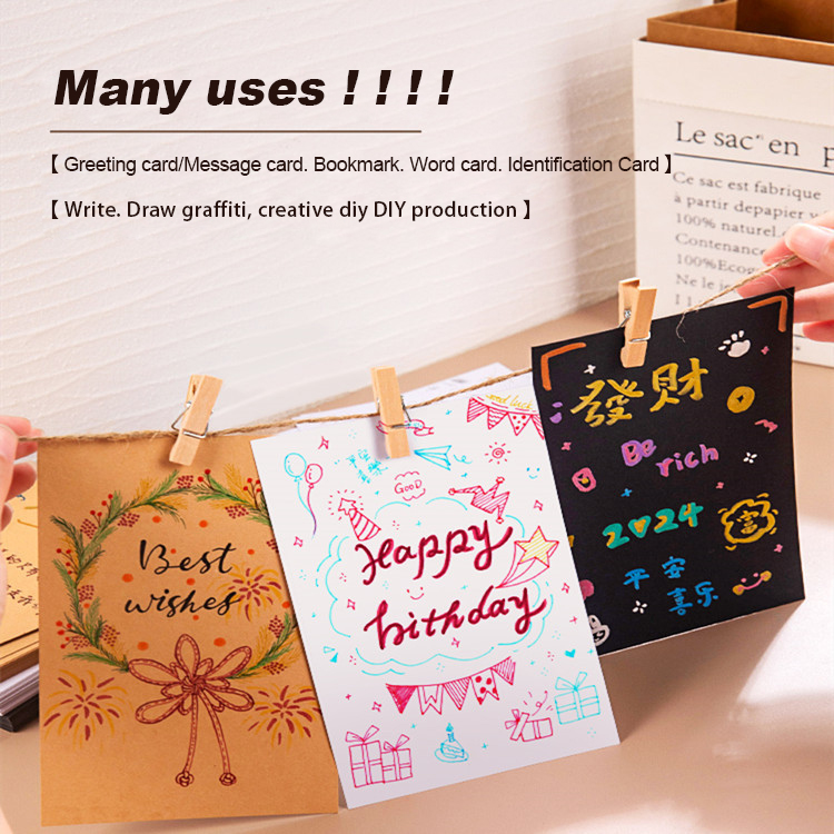 50/75/100Pcs Kraft Paper 250gsm Message Word Card paper DIY Gift Packing Cardboard Paper Blank Postcard hand-drawn doodles