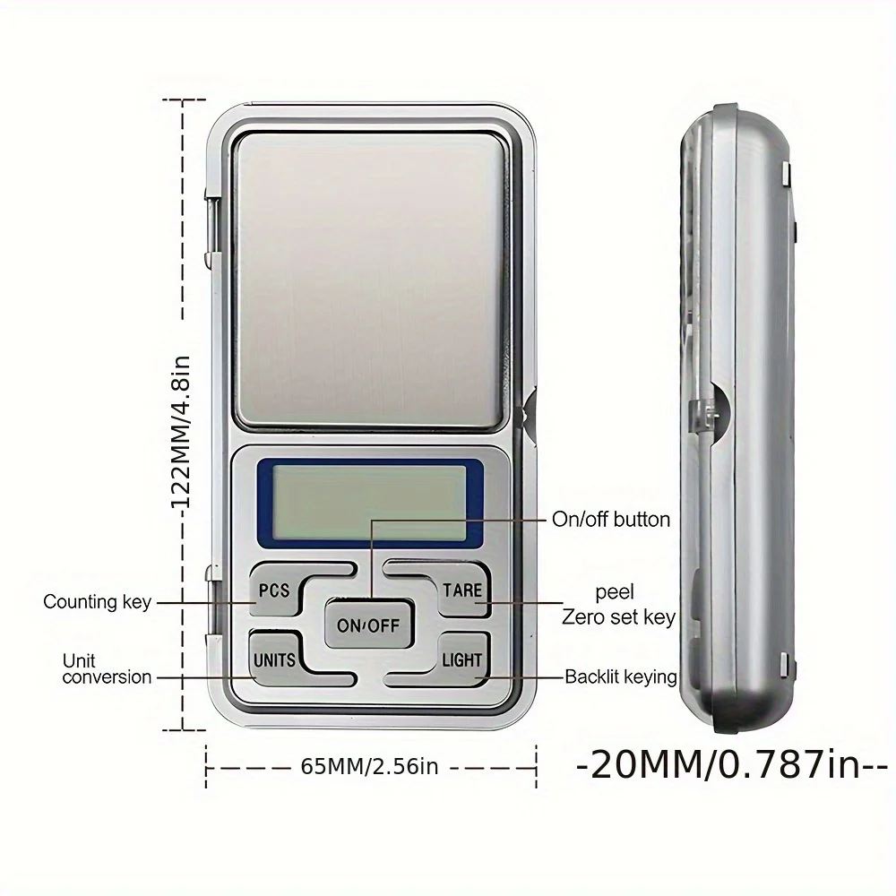 High Precision Mini Pocket Scale 500g/0.1g, Portable Digital Jewelry Scale, Accurate Small LCD Weighing Device for Easy Carry