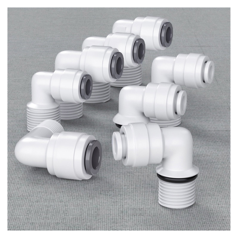 Codo de ángulo recto, accesorio de agua RO, manguera de 1/4 ", Pope, conector de rosca macho hembra de 3/8", filtro, piezas de ósmosis inversa
