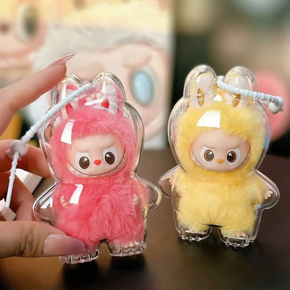 Transparent Protector For Labubu V4 Series Dolls Protective Case Dustproof Cover Organizer Box For Labubu Doll Accessories Bag
