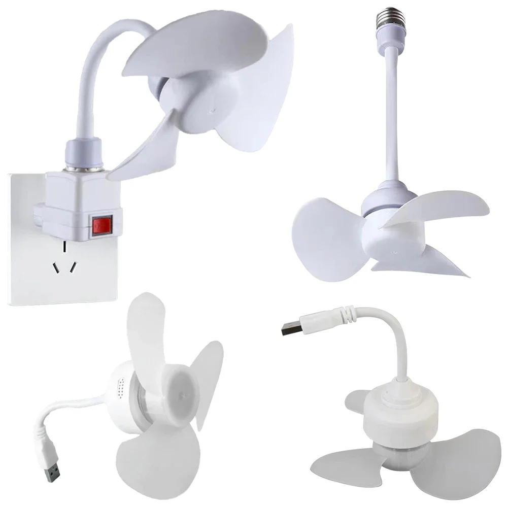 LED Mini wentylator sufitowy E27 podstawa/żyrandol USB wentylator sufitowy przedłużacz węża żarówka wentylator z gniazdem do sypialni salon