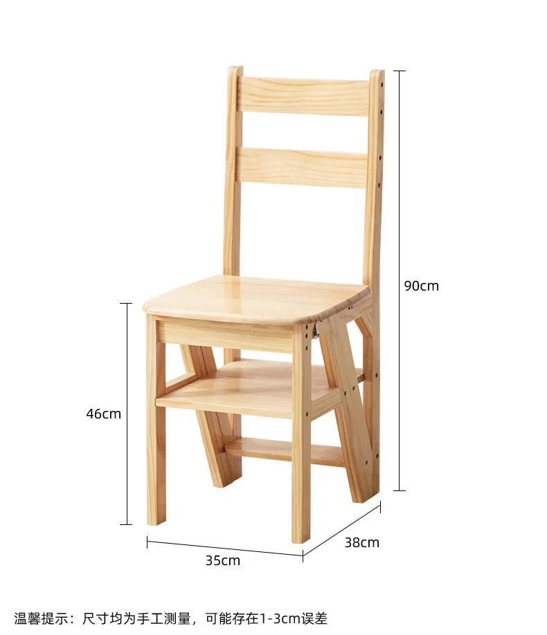 Sedia con scaletta in legno massello Sedia con scaletta per uso domestico Sgabello con scaletta pieghevole a doppio uso Scala a pedale per arrampicata interna multifunzione
