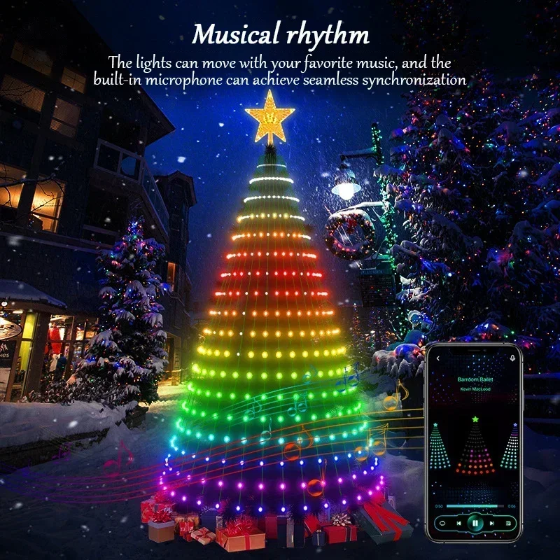 Dekoracje świąteczne APP kontrola aplikacji DIY Lmage Light String 2.1M LED choinka dekoracyjne światło Lntelligent IDeal LED