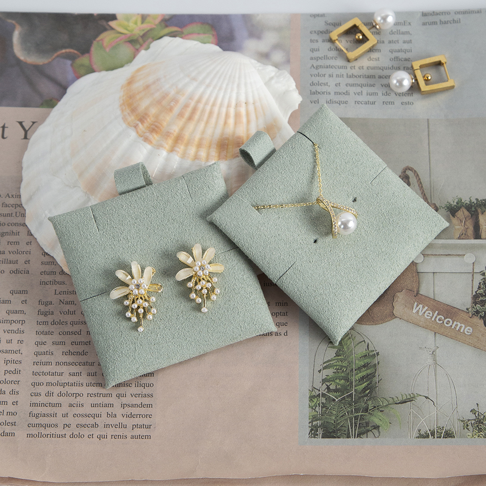 5pack 6x6cm Beige Microfiber Handmade Jewelry Packaging Necklace Earring Bracelets Display Card Jewelry Box Pouch Insert Pad