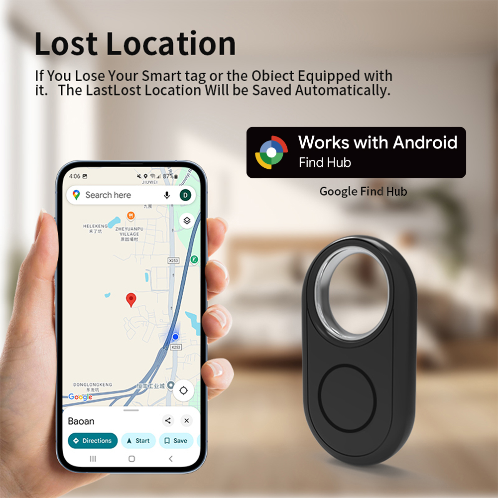 RSH Location Tracker for Samsung Android Tracker Work with Google's Find Hub App Locator Finder Bag Key Anti-lost Smart Tag