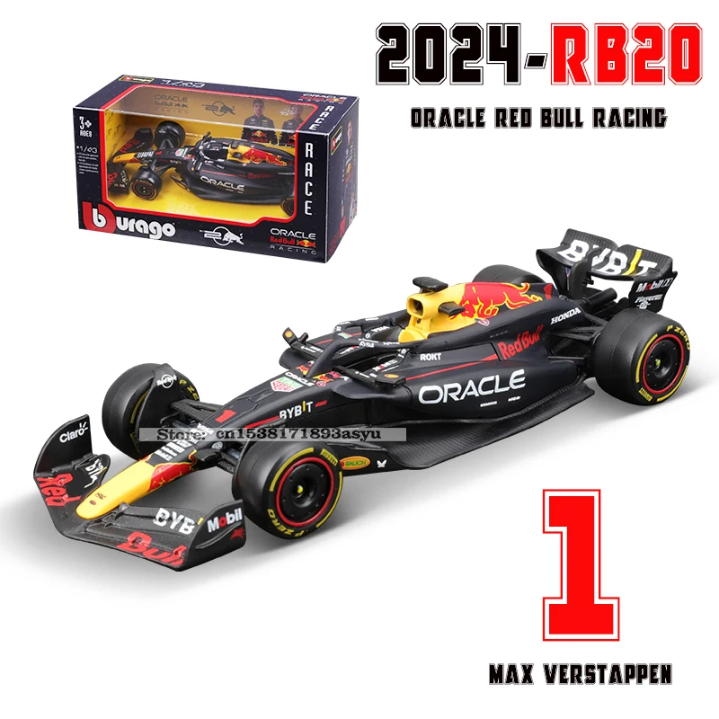 Bburago 1:43 2024 RB20 F1 Red Bull Racing TAG Heuer 2023 RB19 Miami # 1. Verstappen # Odlewany model samochodu ze stopu Perez 11, model zabawki